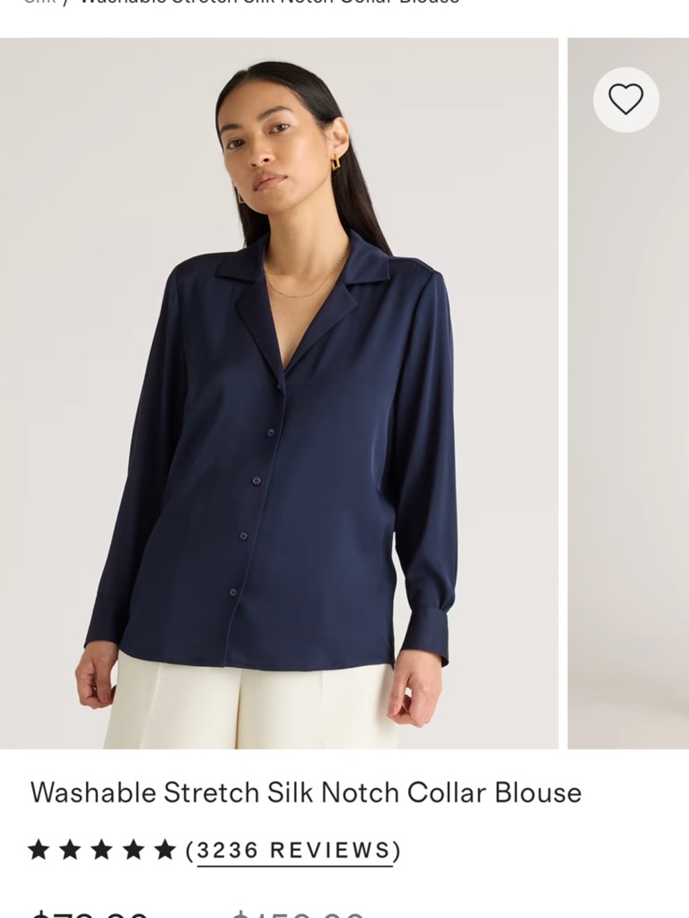 Washable Stretch Silk Notch Collar Blouse